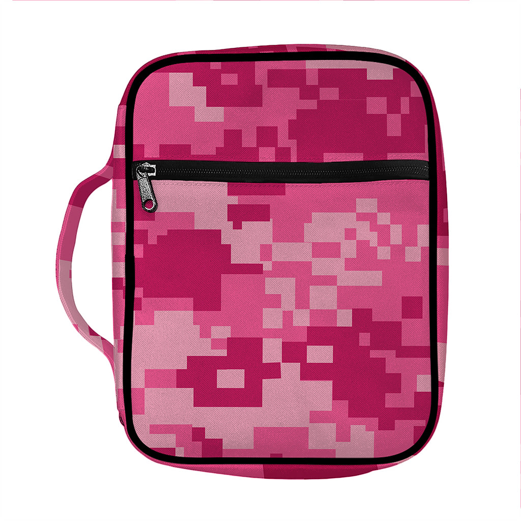 Pink Digital Camo Pattern Print Front Pocket Bible Bag