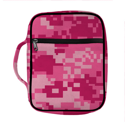 Pink Digital Camo Pattern Print Front Pocket Bible Bag