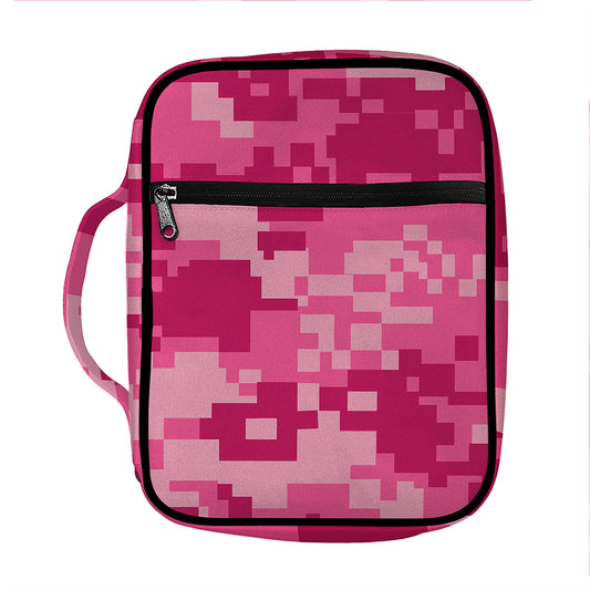 Pink Digital Camo Pattern Print Front Pocket Bible Bag