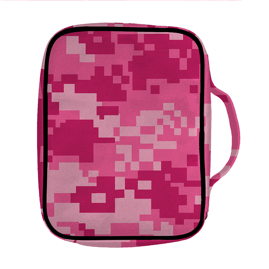 Pink Digital Camo Pattern Print Front Pocket Bible Bag