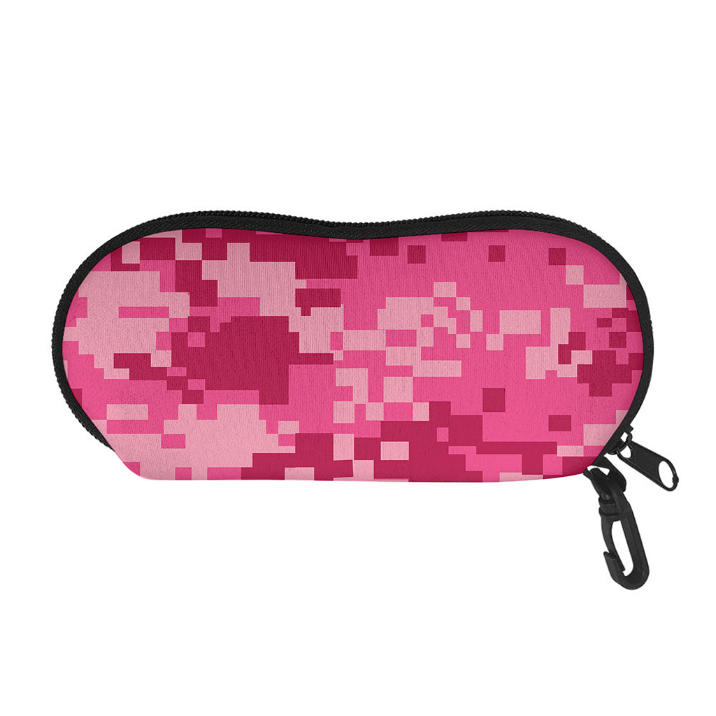 Pink Digital Camo Pattern Print Glasses Case
