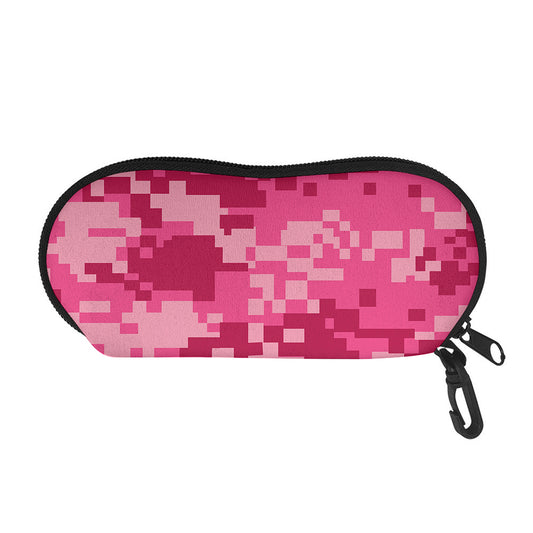 Pink Digital Camo Pattern Print Glasses Case