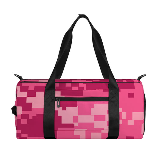 Pink Digital Camo Pattern Print Gym Bag