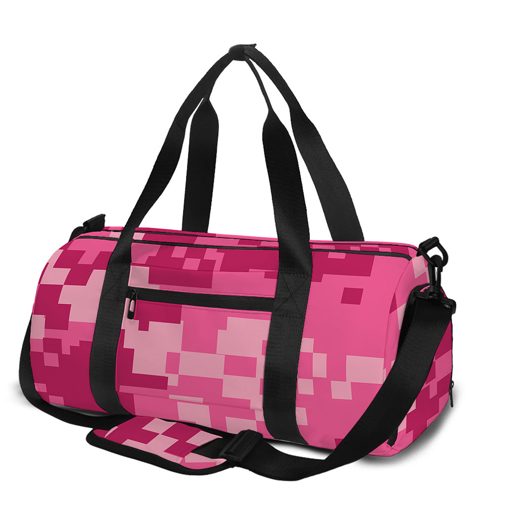 Pink Digital Camo Pattern Print Gym Bag