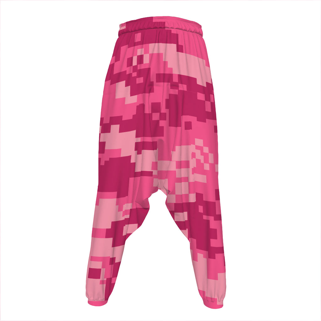 Pink Digital Camo Pattern Print Hammer Pants
