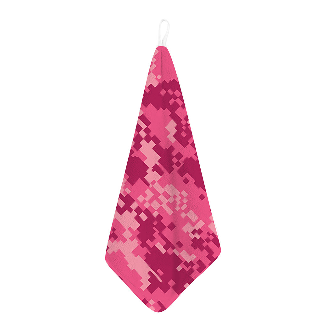 Pink Digital Camo Pattern Print Hand Towel