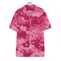 Pink Digital Camo Pattern Print Hawaiian Shirt