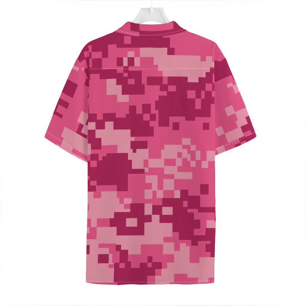 Pink Digital Camo Pattern Print Hawaiian Shirt
