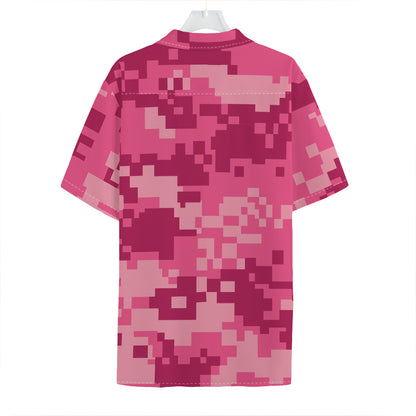Pink Digital Camo Pattern Print Hawaiian Shirt
