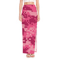 Pink Digital Camo Pattern Print High Slit Maxi Skirt