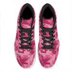 Pink Digital Camo Pattern Print High Top Leather Sneakers