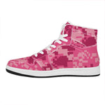 Pink Digital Camo Pattern Print High Top Leather Sneakers