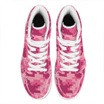 Pink Digital Camo Pattern Print High Top Leather Sneakers