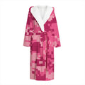 Pink Digital Camo Pattern Print Hooded Bathrobe