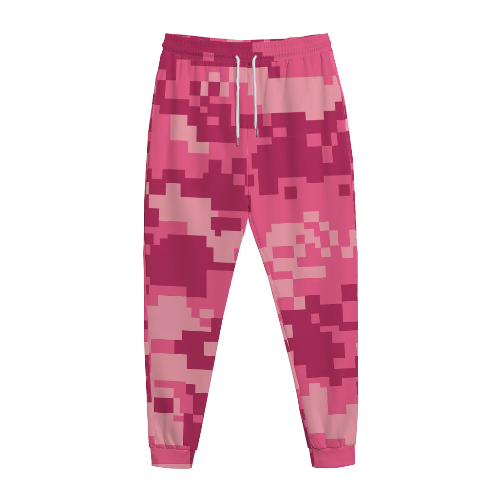 Pink Digital Camo Pattern Print Jogger Pants