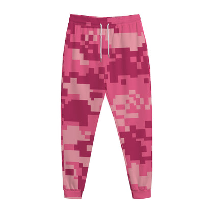 Pink Digital Camo Pattern Print Jogger Pants