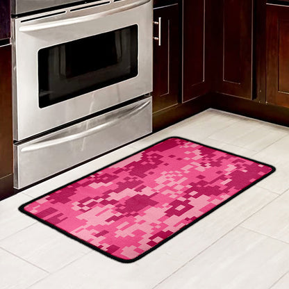 Pink Digital Camo Pattern Print Kitchen Mat