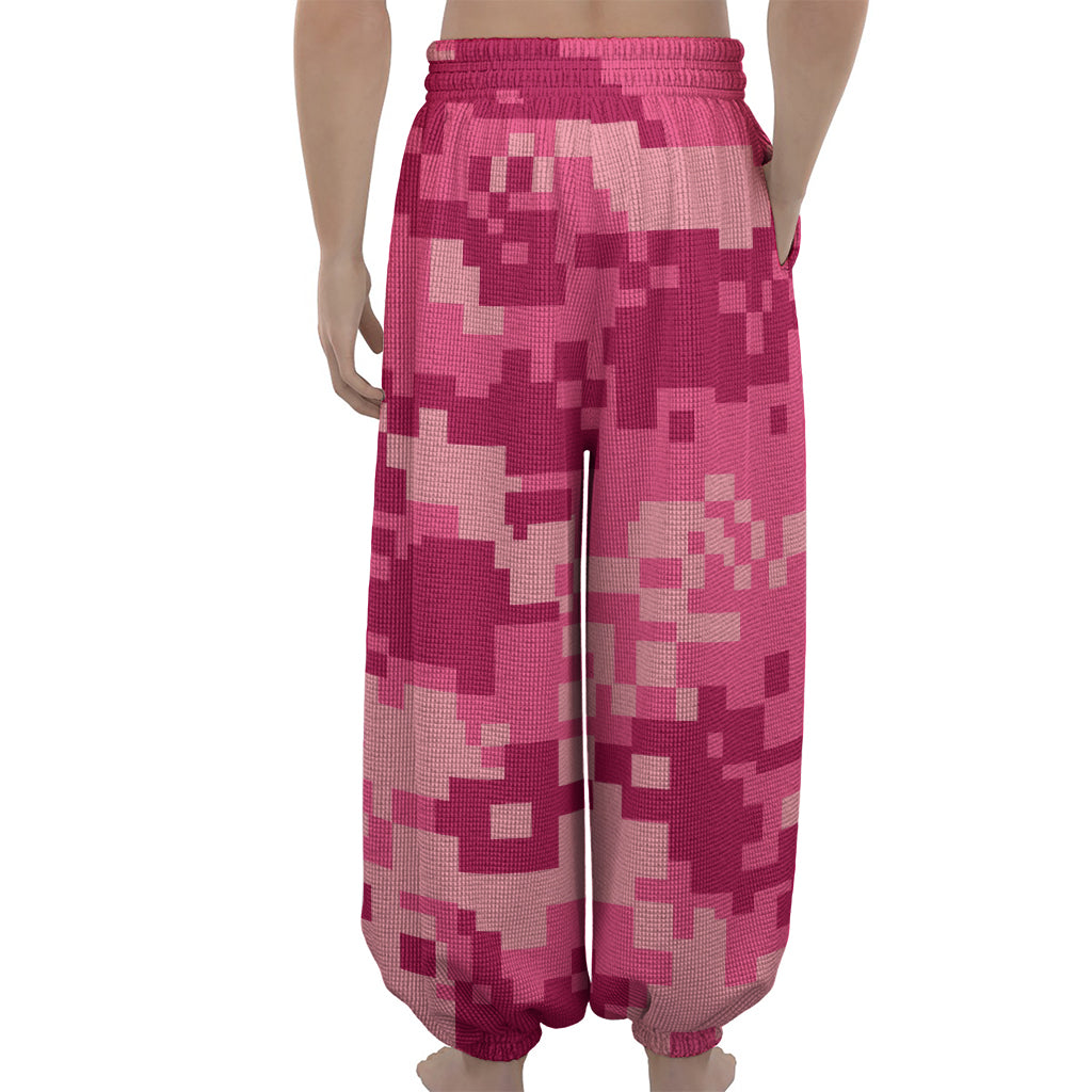 Pink Digital Camo Pattern Print Lantern Pants