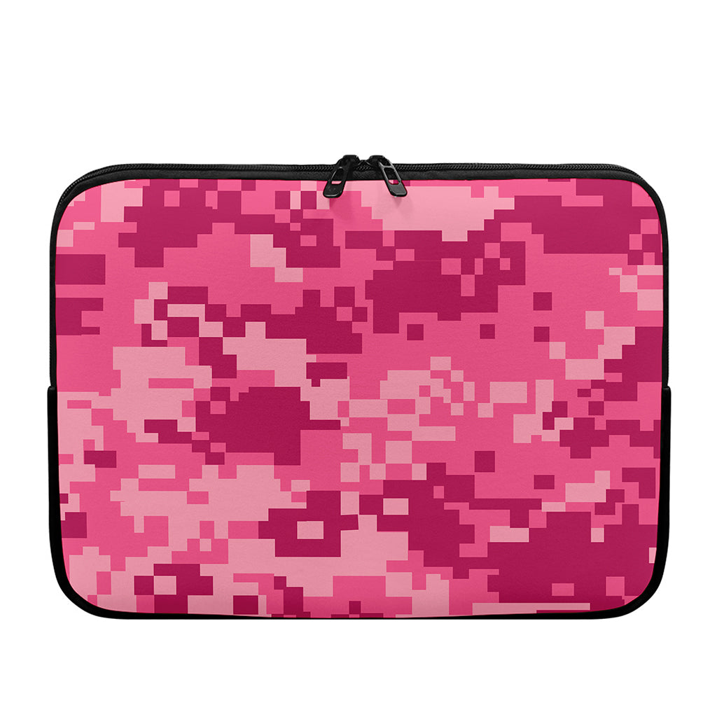 Pink Digital Camo Pattern Print Laptop Sleeve