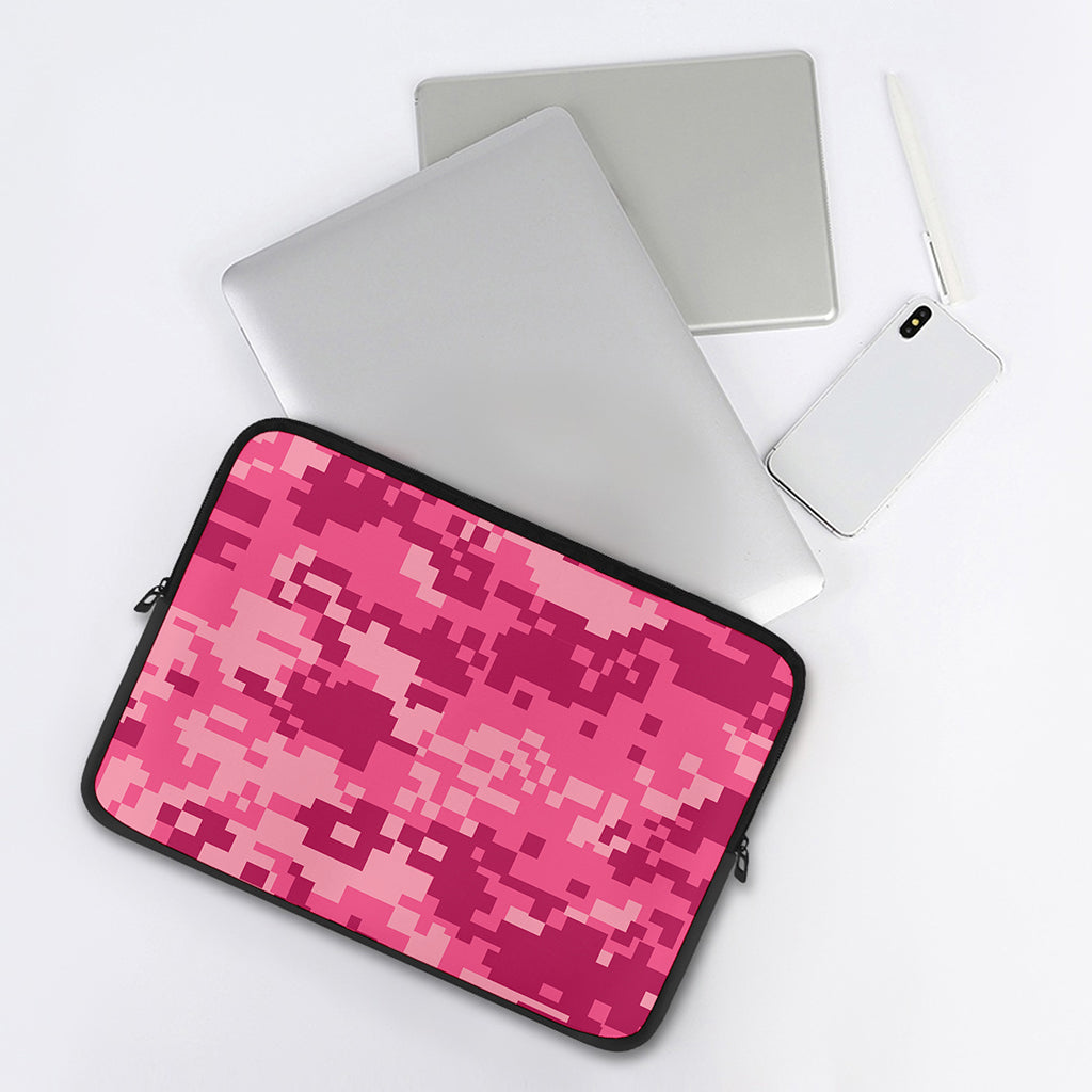 Pink Digital Camo Pattern Print Laptop Sleeve