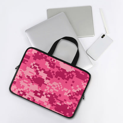 Pink Digital Camo Pattern Print Laptop Sleeve With Handle