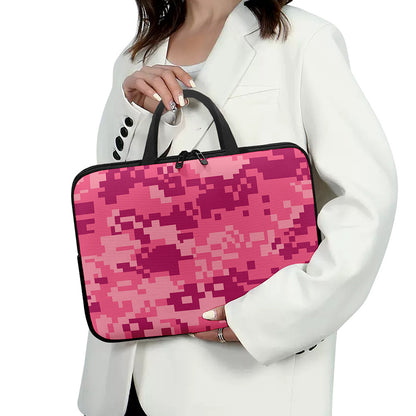 Pink Digital Camo Pattern Print Laptop Sleeve With Handle