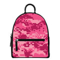 Pink Digital Camo Pattern Print Leather Backpack