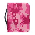 Pink Digital Camo Pattern Print Leather Bible Cover