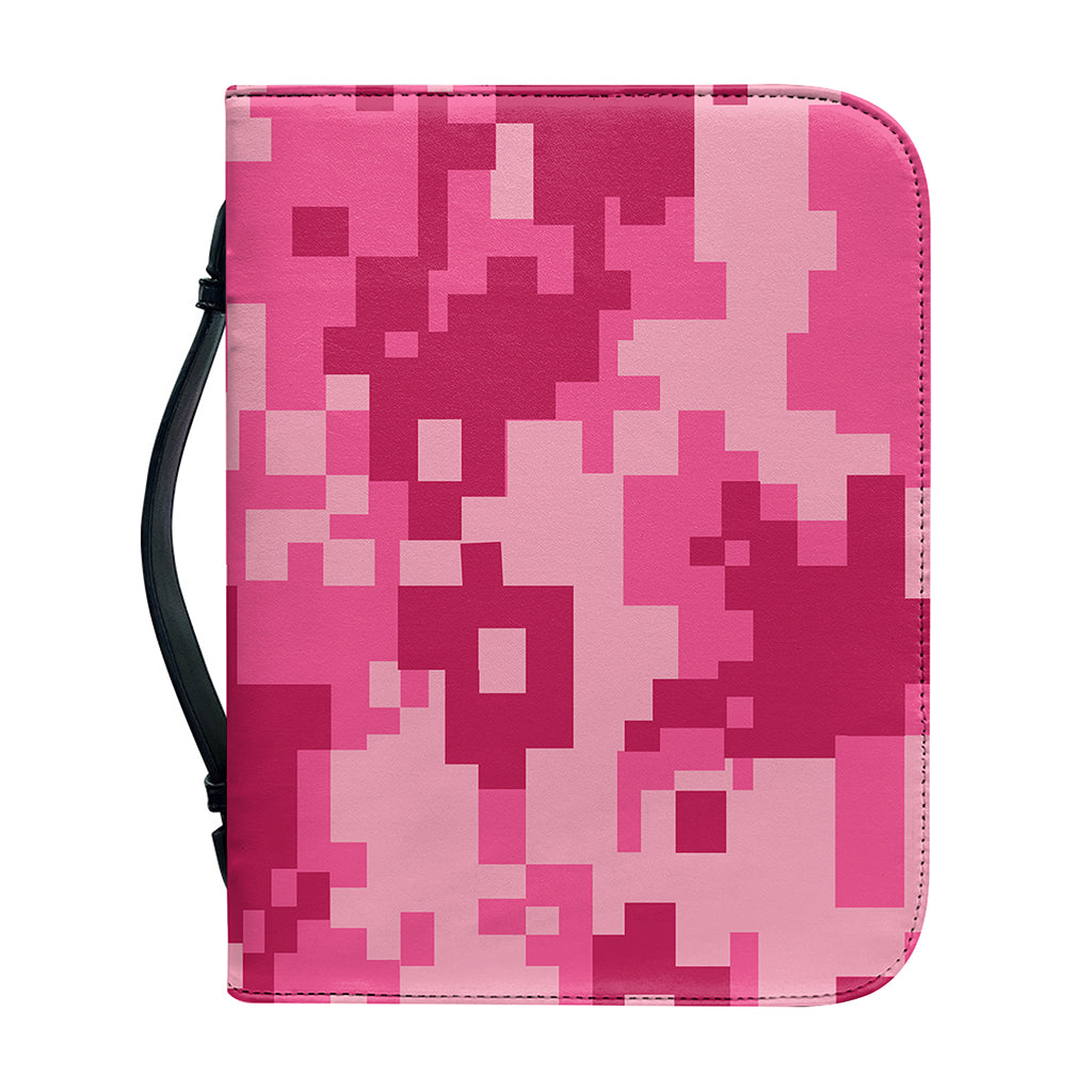 Pink Digital Camo Pattern Print Leather Bible Cover
