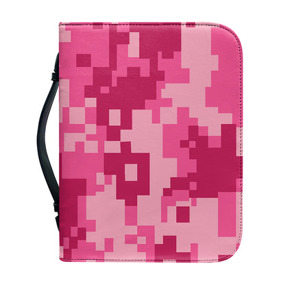 Pink Digital Camo Pattern Print Leather Bible Cover