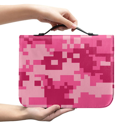 Pink Digital Camo Pattern Print Leather Bible Cover