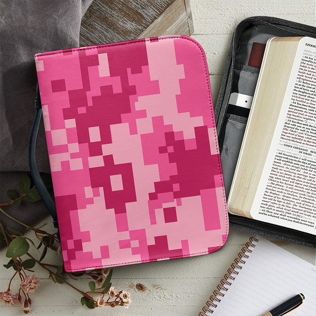 Pink Digital Camo Pattern Print Leather Bible Cover