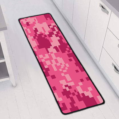 Pink Digital Camo Pattern Print Long Kitchen Mat