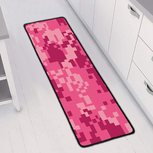 Pink Digital Camo Pattern Print Long Kitchen Mat