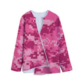 Pink Digital Camo Pattern Print Long Sleeve Short Coat