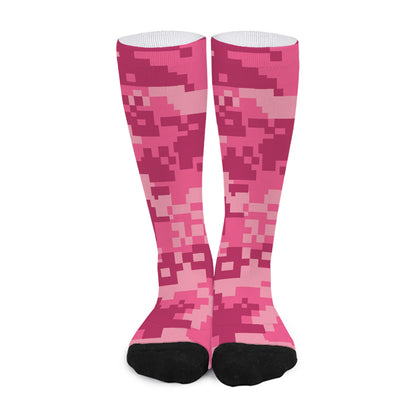 Pink Digital Camo Pattern Print Long Socks