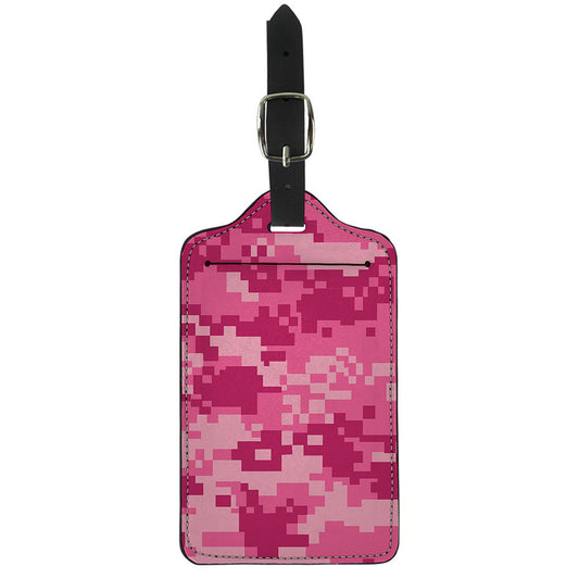 Pink Digital Camo Pattern Print Luggage Tag