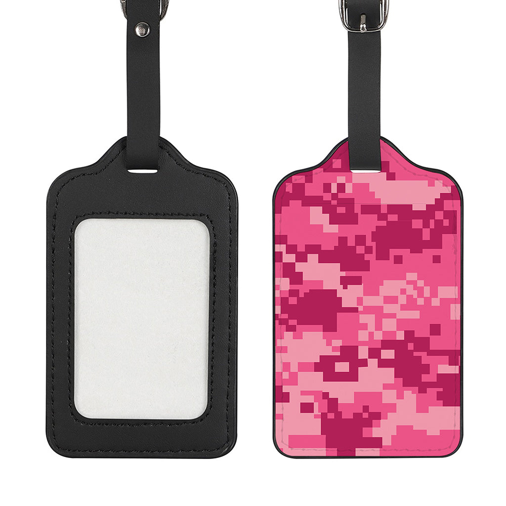 Pink Digital Camo Pattern Print Luggage Tag