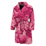 Pink Digital Camo Pattern Print Men's Bathrobe