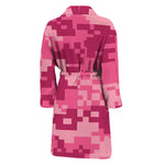 Pink Digital Camo Pattern Print Men's Bathrobe