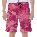 Pink Digital Camo Pattern Print Men's Beach Shorts