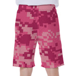 Pink Digital Camo Pattern Print Men's Beach Shorts