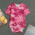Pink Digital Camo Pattern Print Men's Bodysuit