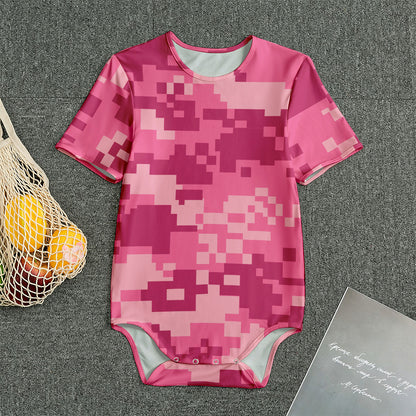 Pink Digital Camo Pattern Print Men's Bodysuit