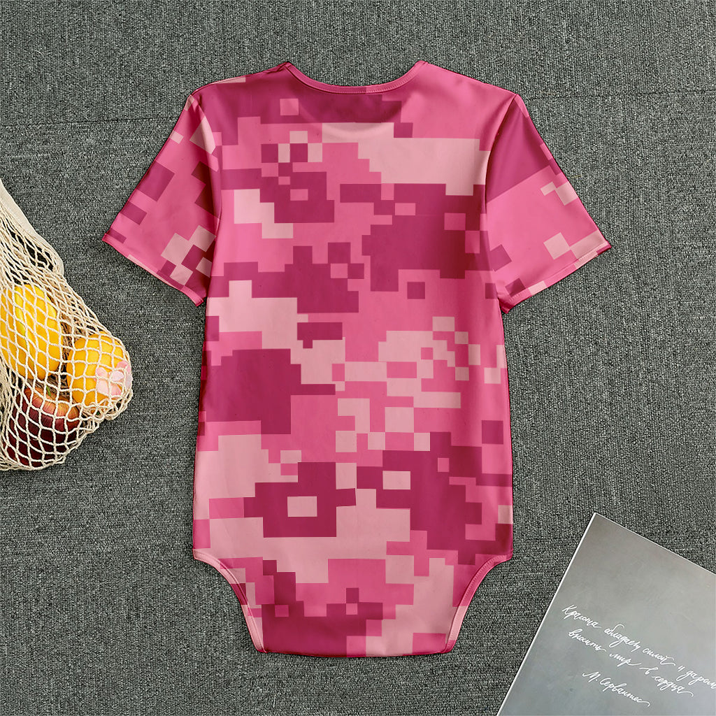 Pink Digital Camo Pattern Print Men's Bodysuit