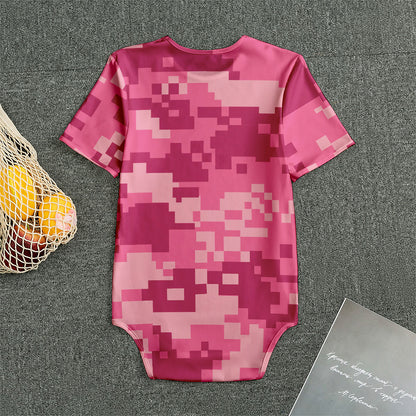 Pink Digital Camo Pattern Print Men's Bodysuit