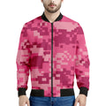Pink Digital Camo Pattern Print Men's Bomber Jacket