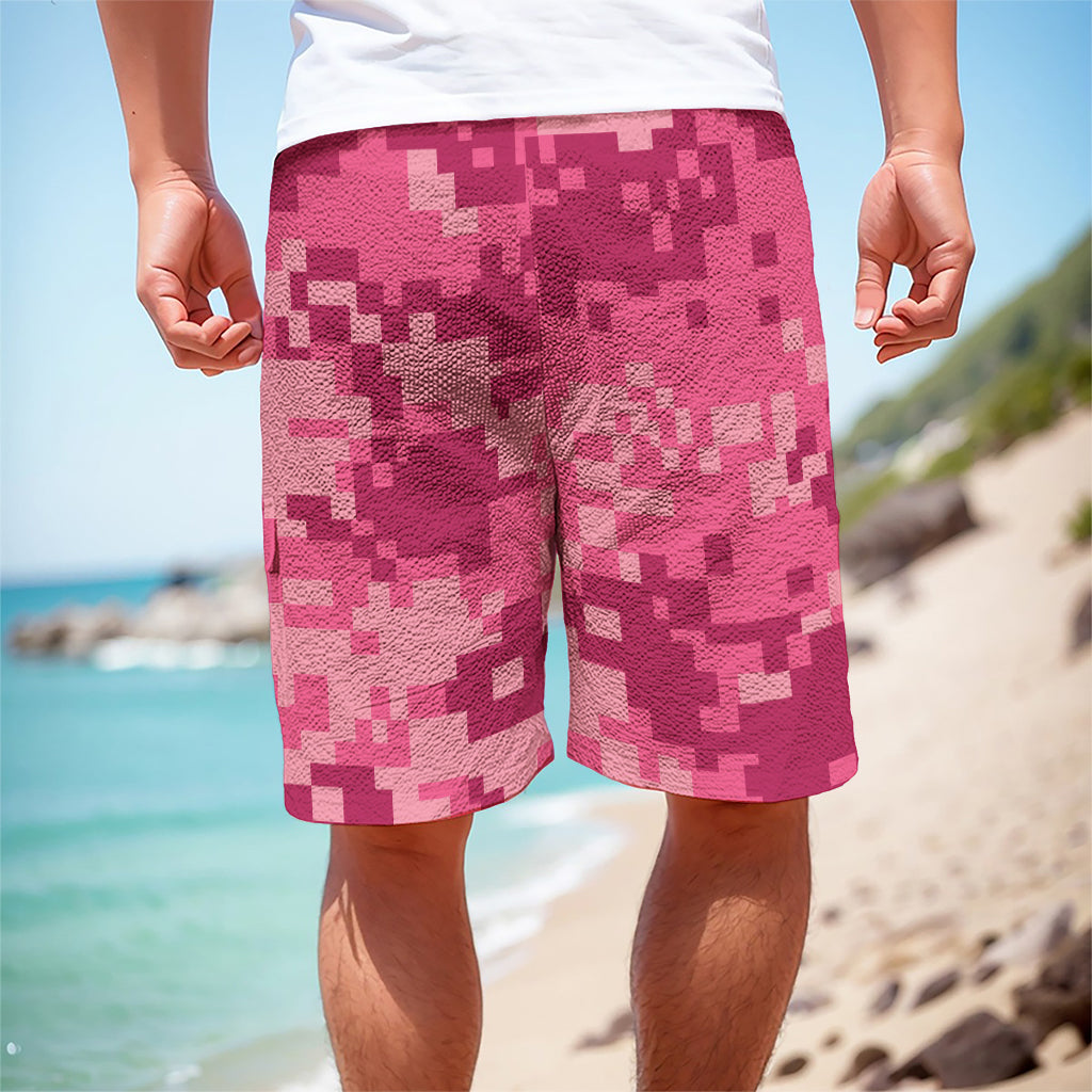 Pink Digital Camo Pattern Print Men's Cargo Shorts
