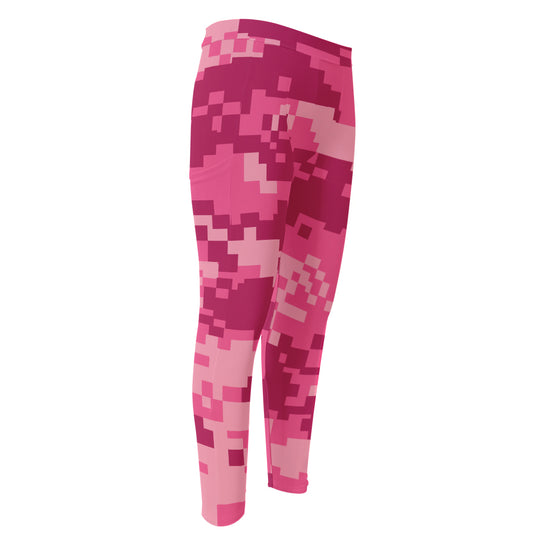 Pink Digital Camo Pattern Print Men's Compression Pants