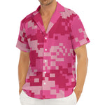 Pink Digital Camo Pattern Print Men's Deep V-Neck Shirt